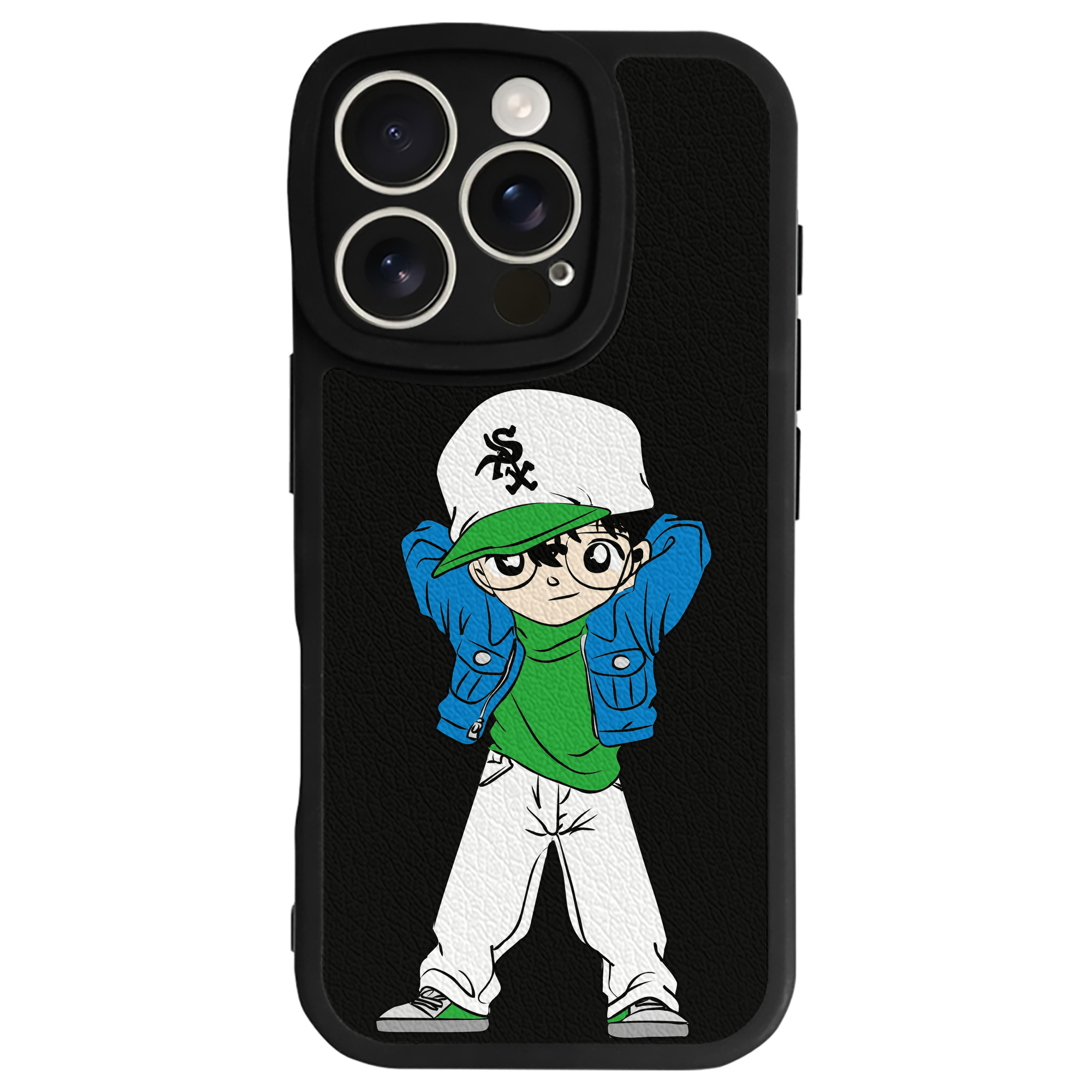 （画像用） 名探偵コナン 江戸川 コナン Detective Conan Conan Edogawa 【iPhone 16シリーズ対応】シリコンスマホケース（レザー調） 材質：シリコン